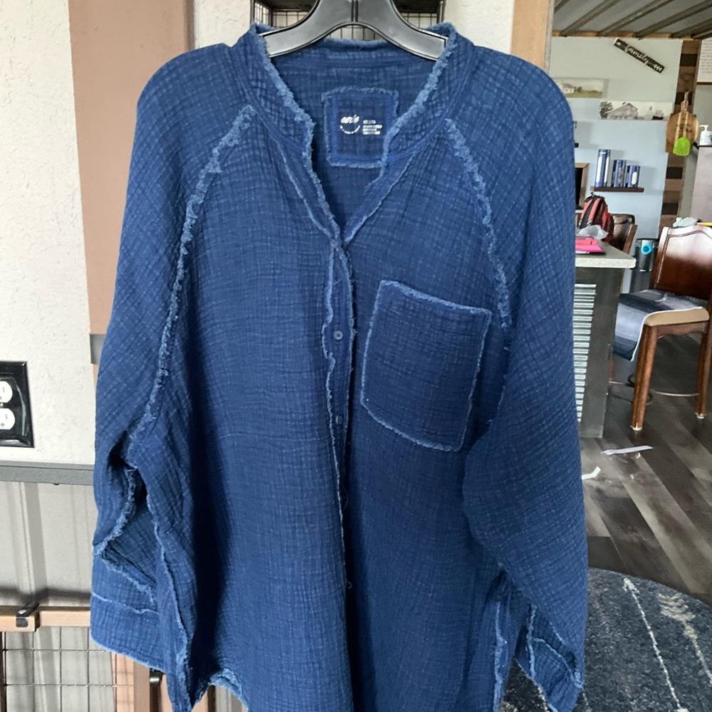 aerie Casual Navy Button-Down Shirt